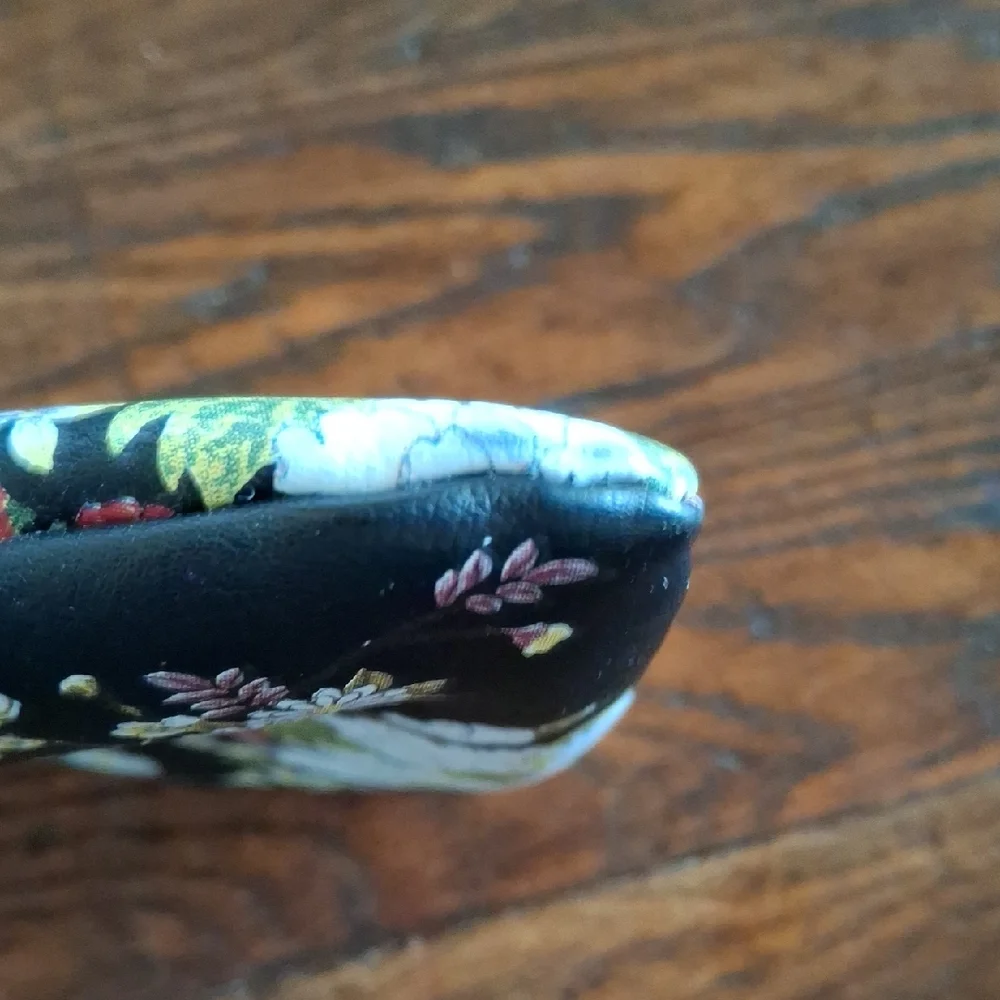 Big Buddha Black Floral Zip Cosmetic Bag with Gold Zip Pull
